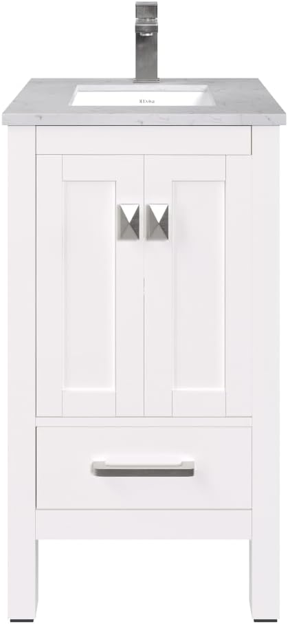 Eviva London 20" x 18" White Bathroom Vanity with White Carrara Quartz Top