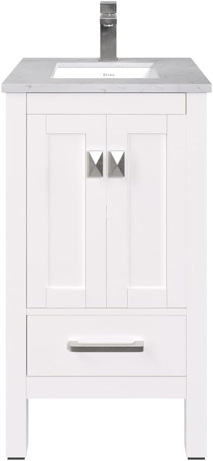 Eviva London 20" x 18" White Bathroom Vanity with White Carrara Quartz Top