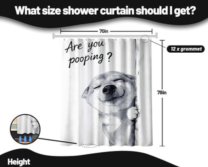 Extra Tall Shower Curtain XL Funny Dog Crazy, 70 x 78 Inchs