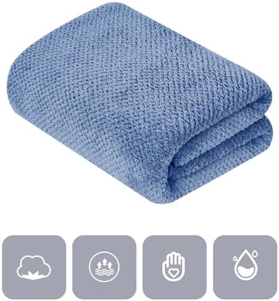 MaopaoBeauty 2 Pack Bath Towel Set 35" x 70", Extra Large Waffle Bath Towel Set, Microfiber Super Soft Highly Absorbent, Sturdy Quick Drying Towels for Bathroom, Gym, Sports, Yoga (2PCS Light Blue)