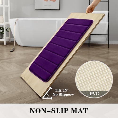 BYSURE Purple Memory Foam Bathroom Rug Set 17"x24"+20"x32"+U20 x24