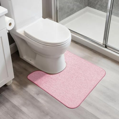 Bosap Toilet Rugs U Shaped Bathroom Rug,Machine Washable Non Slip Quick Dry Super Absorbent Ultra Thin Toilet Mats for Bathroom Toilet.Pink,1'8"x2'(20x24inch)