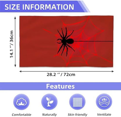 Red Spider Web Hand Towels Black Spider Halloween Bath Towel Set of 2 Soft Kitchen Dish Towels Decorative Bathroom Face Towels for Guest Gym Yoga 28 x 14 Inch