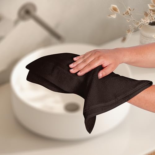 BOUTIQUO Ultra Soft 6-Piece Hand Towel Set 16x28-100% Ringspun Cotton - Durable & Highly Absorbent Hand Towels - Ideal for use in Bathroom, Kitchen, Gym, Spa & General Cleaning - Chocolate Brown