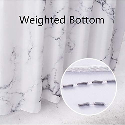 Marble Bathroom Shower Curtain,Grey and White Fabric Shower Curtain with Hooks,Unique 3D Printing,Decorative Bathroom Accessories,Water Proof,Reinforced Metal Grommets,Standard 72x72 Inches