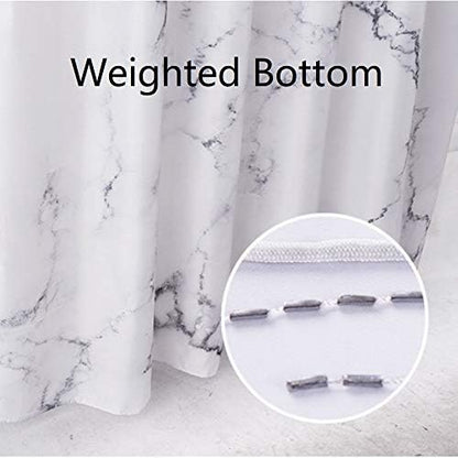Marble Bathroom Shower Curtain,Grey and White Fabric Shower Curtain with Hooks,Unique 3D Printing,Decorative Bathroom Accessories,Water Proof,Reinforced Metal Grommets,Standard 72x72 Inches