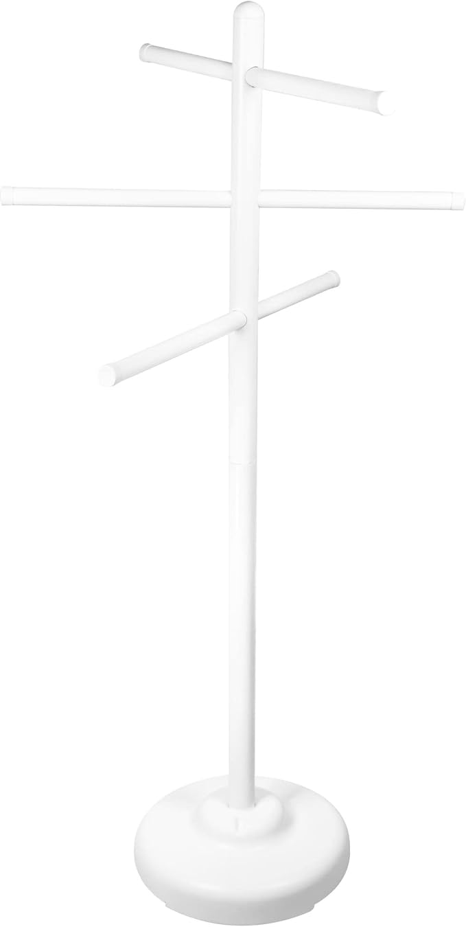 SWIMLINE HYDROTOOLS 89032 Free Standing Poolside Adjustable-Towel Rack With Water Weighted Base Three Arms Tier For Outdoors & Indoors Pool Patio Bathroom Accessory Holder Bar Drying-Stand | Keeps towels off the deck, organized, and drying within reach...