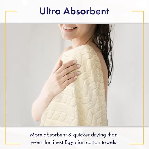 Alusa Home Ultra Soft & Stylish 700 GSM Luxury Bath Sheets | Pack of 2 | Extra Large 35x70 Inches | 100% Zero-Twist, Long-Staple Cotton | Remarkably Absorbent (Papyrus)
