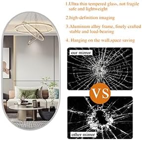 Oval Bathroom Mirror,24x36'' Silver Mirror,Wall Mirrors,Bathroom Mirror Oval,Pill Shaped Mirrors,Entryway Mirror (Silver)