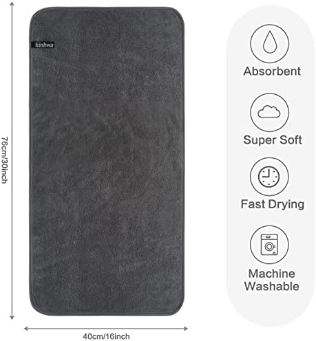 KinHwa Gray Hand Towels for Bathroom, Microfiber Face Towels, 16x30 Inch