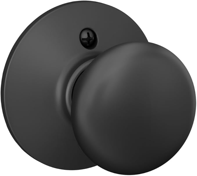 Schlage F10 PLY 622 Plymouth Door Knob, Hall & Closet Passage Lock, Matte Black