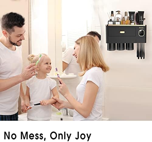 iHave Toothbrush Holders Bathrooms Wall Mount Toothpaste Dispenser & 3 Cups