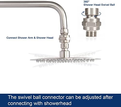 NearMoon Shower Head Swivel Ball Adapter - Solid Brass Shower Connector Ball Joint Adjustable Universal Shower Arm Extension Component (Brushed Nickel)
