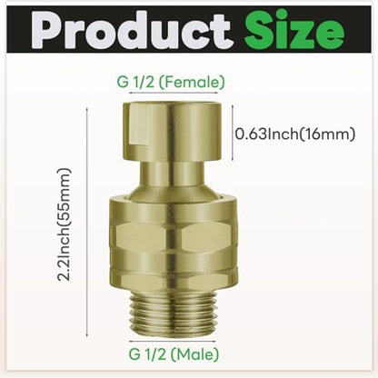 Shower Head Swivel Ball Adapter Brass Adjustable Shower Arm Connector Universal Showering Component Shower Arm Extension- Brushed Gold