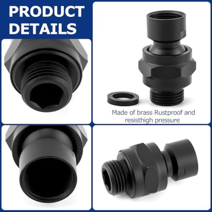 Shower Head Swivel Adapter, Adjustable Pivot Ball To Adjust Showerhead Angle, Universal All Metal Shower Arm Extension Connector, Showering Components(COLOR:Matte Black)