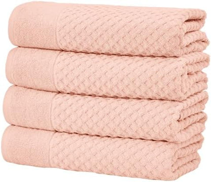 Great Bay Home Bath Towels - 100% Cotton 4 Pack 54x27 Bath Towel Set - Absorbent, Durable, Quick-Dry Towels for Bathroom (Pink)