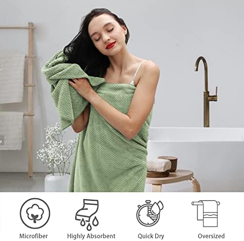 Hand Towels Set 2 Pack-16“x31”,Ultra Soft Microfibers Bathroom Towel Set Highly Absorbent Quick Dry Luxury Premium Towel Lightweight Durable Hand Towel Collection for Hotel Spa Gym Kitchen,Green