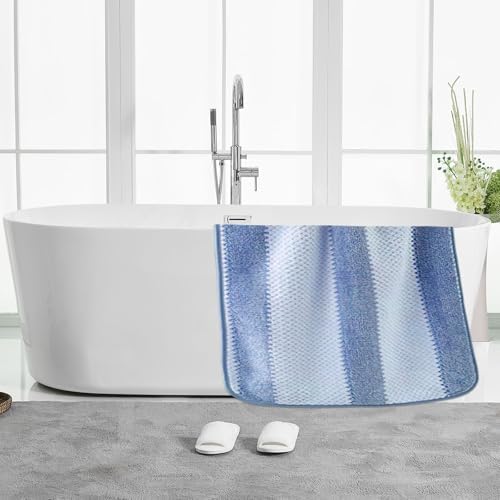 Microfiber Bath Towels Set of 2, 27 x 55 Inches Large Quick Dry Bath Towels, Super Absorbent Soft Striped Shower Towels, Lint Free Lightweight Towels for Bathroom, Travel, Spa, Beach