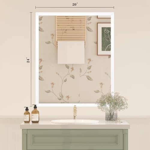 White Framed Bathroom Mirror 20x24, White Vanity Mirrors for Wall