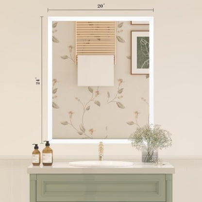 White Framed Bathroom Mirror 20x24, White Vanity Mirrors for Wall