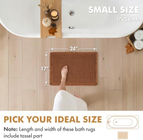MIULEE Fall Terracotta Set of 2 Waffle Bathroom Rugs Bath Mat 17x24 Inch
