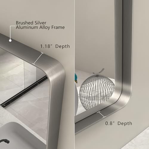 40x30 Inch Silver Brushed Bathroom Mirror for Wall