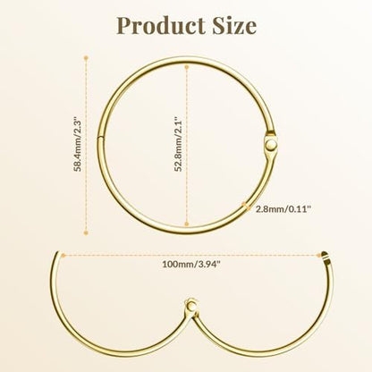 Bathway Shower Curtain Rings, Shower Curtain Hooks Rust Proof Shower Rings for Curtain, Glide Smoothly Metal Gold Shower Hooks for Shower Curtain and Rod, 12 Pcs Snap Joint Shower Curtain Clips