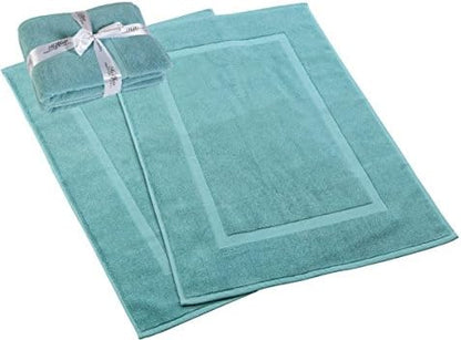 HILLFAIR 900 GSM 100% Cotton Floor Towels - 2 Piece Towels Set - Sea Green