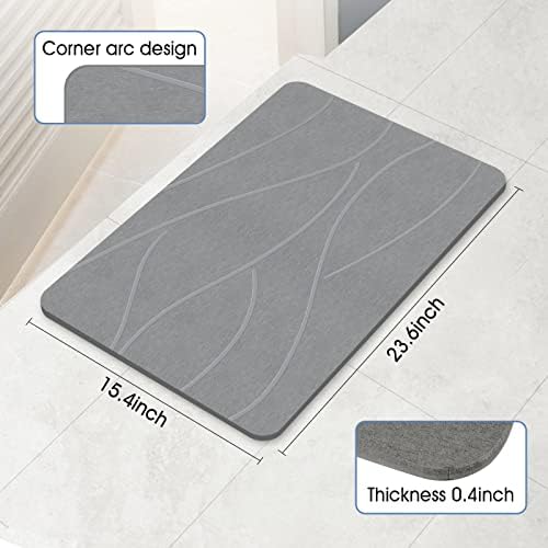 VEELOIM Stone Bath Mat, Diatomaceous Earth Shower Mat for Bathroom Grey