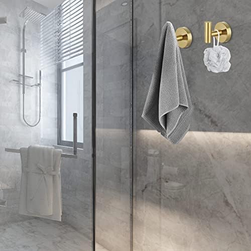 Towel Hooks Bathroom Coat Robe Hook Stainless Steel Heavy Duty Door Hanger Towel Robe Clothes Cabinet Wall for Bathroom Bedroom Kitchen Hotel Pool 4 Packs (Gold)