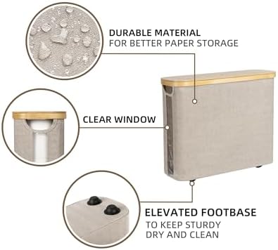 StorageWorks Toilet Paper Storage Basket with Bamboo Lid & Window