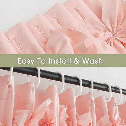 Handmade Bow Tie Shower Curtain, Peach Pink, 72 x 72 in