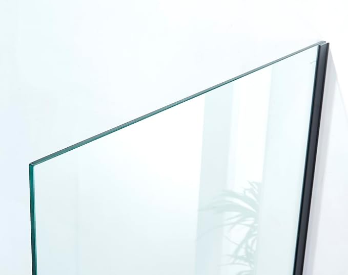 Shower Screen 40" x 76" Half Frameless Shower Wall Panel, Tempered Glass 3/8 inch, Easy to clean Coating, Fixed Glass Shower Door with Hardware (Matte Black)
