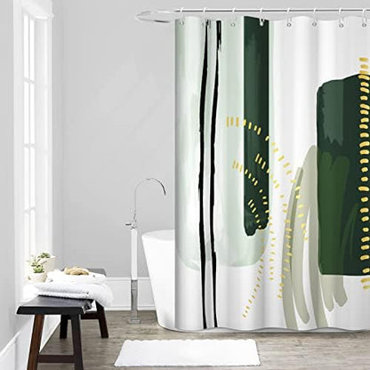Mid Century Green Shower Curtain for Bathroom 60x72 Inch