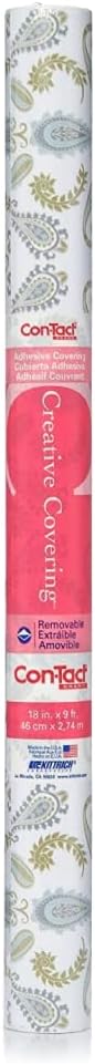 Con-Tact Brand Creative Covering, Self-Adhesive Shelf Liner, Multi-Purpose Vinyl Drawer Liner, Easy To Use And Apply, 18'' X 9', Abbey Sage