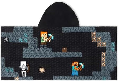 Minecraft Creeper Video Game Kids Hooded Towel Bath Wrap for Boys, Grey