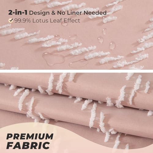 Blush Pink Boho Fabric Shower Curtain 72 x 90 Inches