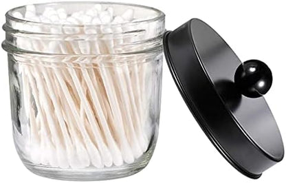 Amolliar Mason Jar Bathroom Accessories Set, 4Pcs Glass Bathroom Set, Black