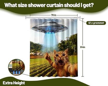 Extra Tall Shower Curtain XL Fun Cat Novelty, 70 x 84 Inchs