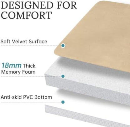 HUXMEYSON 3-Piece Memory Foam Bathroom Rug Set, Khaki