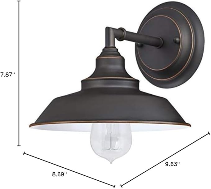 Westinghouse 6343500 Indoor Wall Fixture, 1-Light Sconce, Oil Rubbed Bronze - White Interior