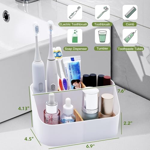 Ayswupt Electric Toothbrush Holders for Bathrooms,White Tooth Brushing Holder,Kids Toothpaste Holder with Dividers,Bathroom Countertop Organizer,Tooth Brush Storage Caddy for Sink Vanity Office