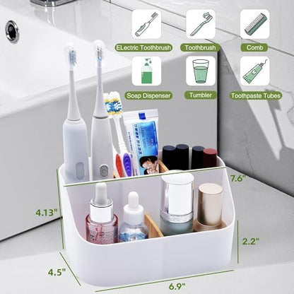 Ayswupt Electric Toothbrush Holders for Bathrooms,White Tooth Brushing Holder,Kids Toothpaste Holder with Dividers,Bathroom Countertop Organizer,Tooth Brush Storage Caddy for Sink Vanity Office
