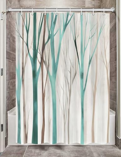 Birch Forest Abstract Shower Curtain Farmhouse Bathroom Decor 60X72 Inch