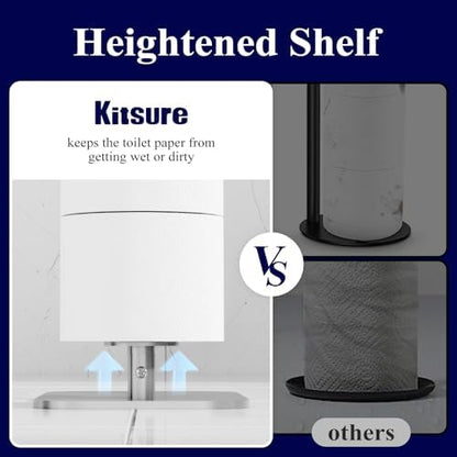 Kitsure Metal Toilet Paper Holder Free Standing, Medium, Silver