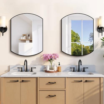 COFENY Bathroom Mirror, 18x24 Inch Black Oval Wall Mounted Mirror with Thin Metal Frame, Modern Bathroom Vanity Mirrors for Over Sink, Entryway, Living Room, Bedroom