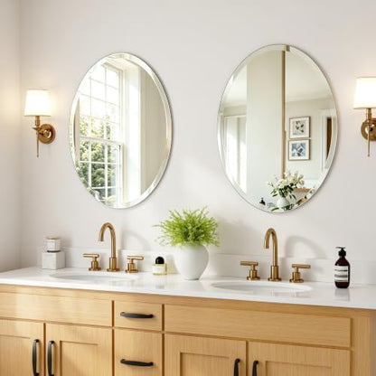 18 x 24 Inch Frameless Bathroom Mirror, Tempered Glass Wall Mirror with Polished Edge, Horizontal/Vertical Hanging for Vanity Bedroom Entryway