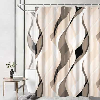 Cream Striped Clawfoot Tub Shower Curtain 180x70 inch 30 Hooks