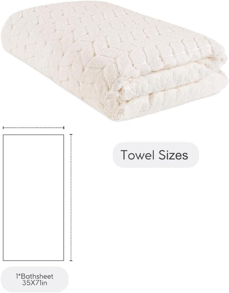 BAGNO MILANO Turkish Cotton Bath Towels, Hand Towels - Soft Plush Jacquard Collection Luxury Towels Set (Cream, Bath Sheet 35x70)