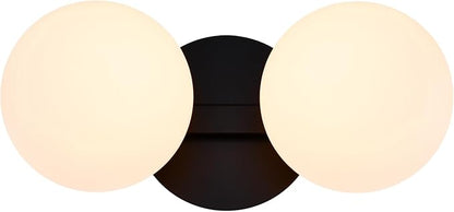 Black Bathroom Vanity Light Fixtures, Modern 2 Lights Globe Wall Sconce Lighting, Porch Wall Mount Light Fixture for Bathroom, Mirror Cabinets Hallway Stairs (Matte Black, 2-Light)